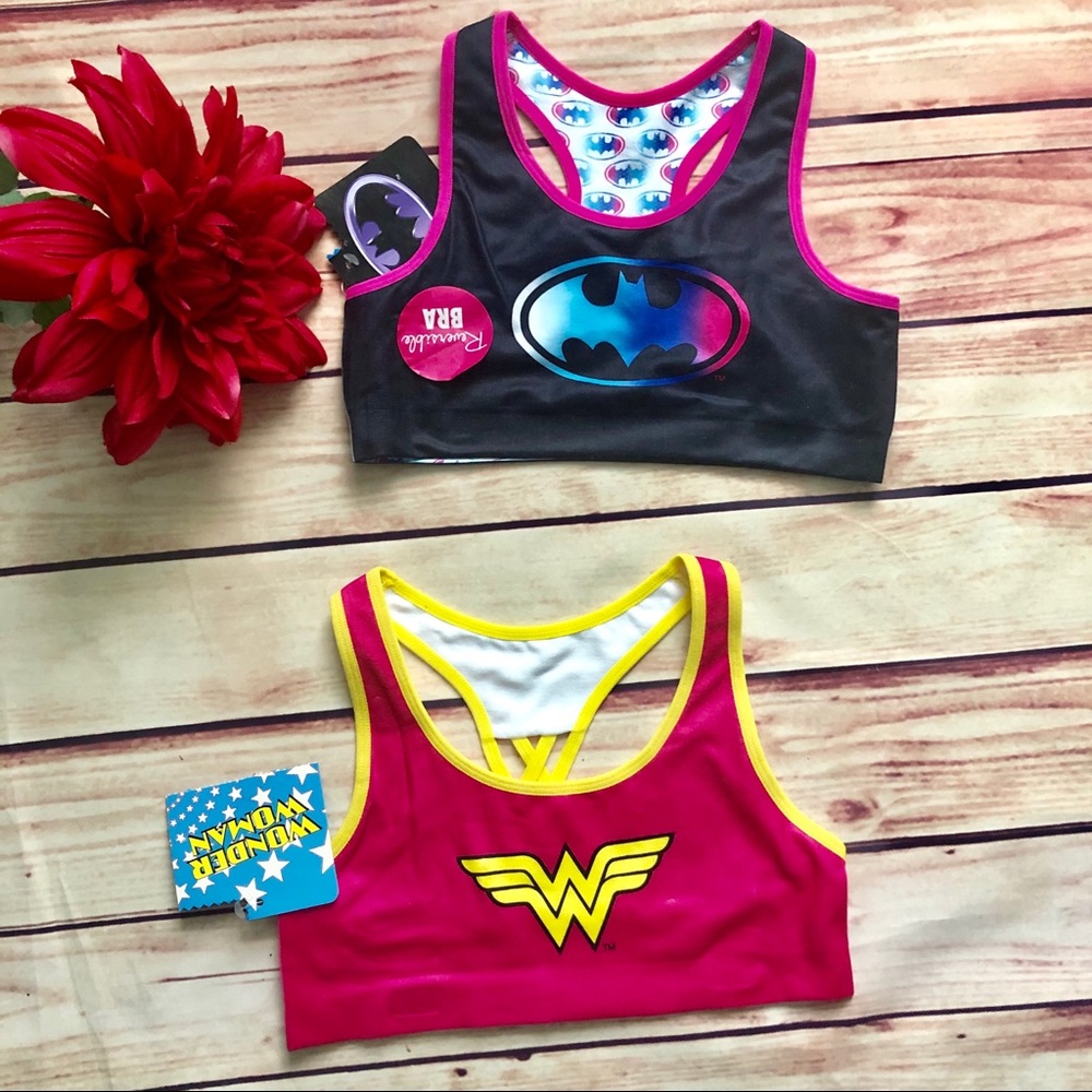 NWT DC COMICS Wonder Woman + Batgirl Sports Bras